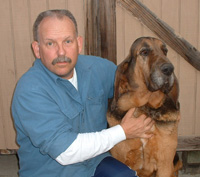 Dale Myer, Data Center Site Environment and Airflow Specialist & his bloodhound, Cal